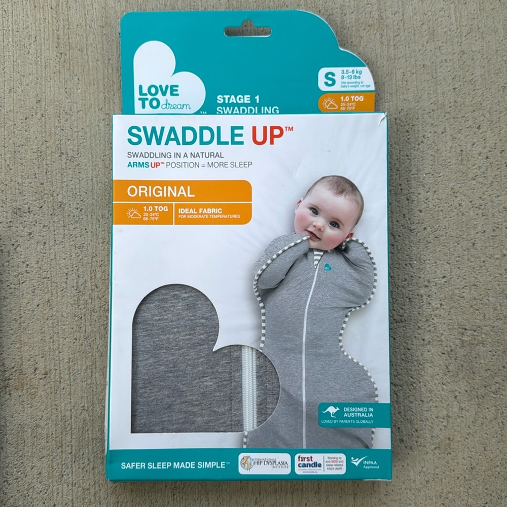 Love to Dream Infant Swaddle UP Adaptive Swaddle Wrap Gray Small NEW